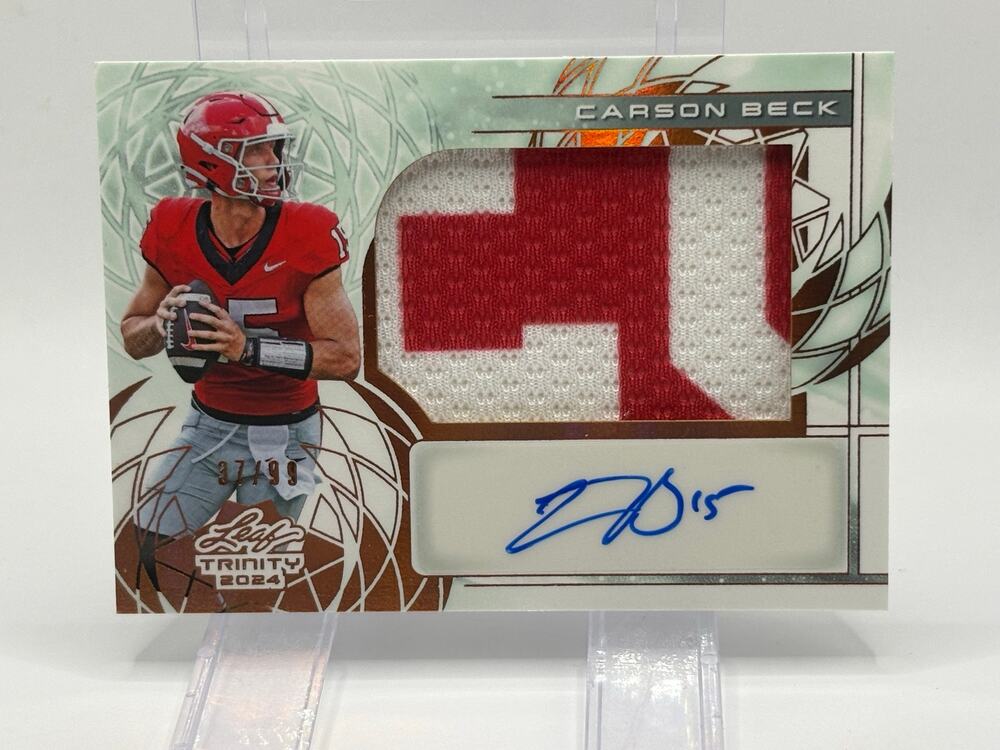 2024 Leaf Trinity Carson Beck  Bronze Jersey Patch Auto 37/99 SP Miami Cardinals